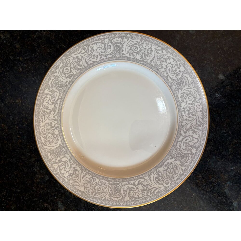 Franciscan "Renaissance Grey", Gold Rimmed 11" Porcelain Dinner Plate, USA